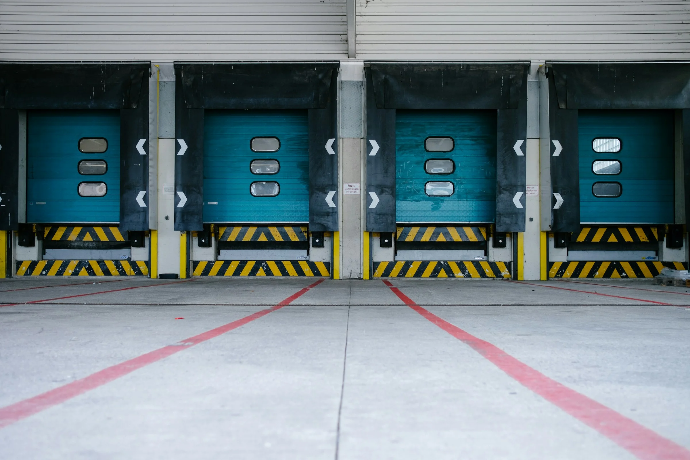 Loading dock doors at a distribution centre